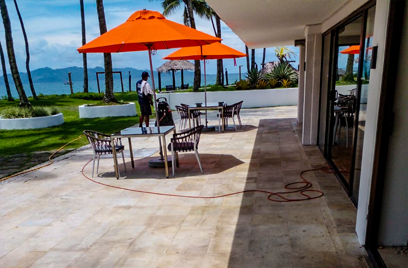 Hotel lobby floor and terrace cleaning at The Pearl Resort
